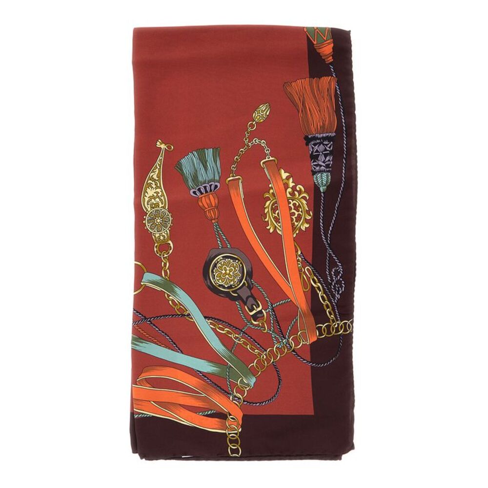Etro Women Silk Paisley Scarf With Fringes In Orange Unisex